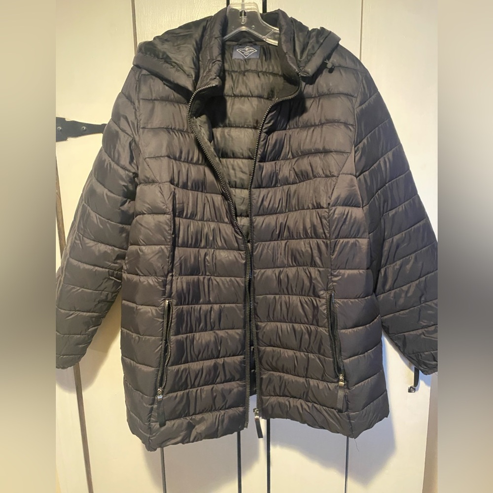 St. John's Bay Black Quilted Hooded Puffer Jacket - Picture 3 of 12